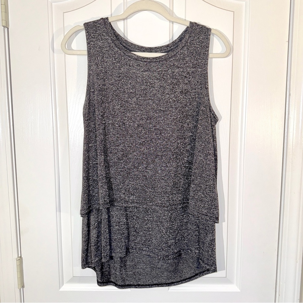 Apt. 9 Gray Beaded Collar Tiered Sleeveless Tank Top Soft